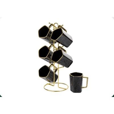 Lotus 6-piece Porcelain Tea Set + Stand, Available In Black, High-quality Material
