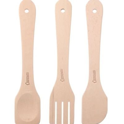 طقم أدوات مطبخ خشبية من "ساس" (3 قطع).& SAS Wooden Kitchen Utensil Set (3 Pieces).