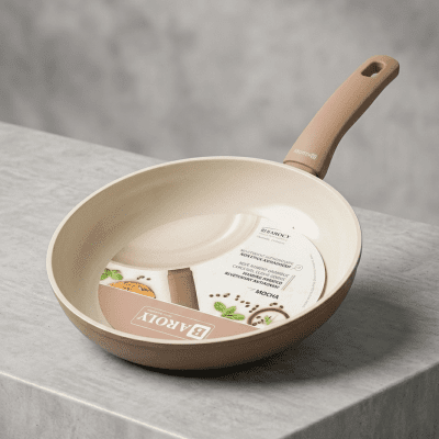 طاسة قلي "بارولي" سيراميك (مقاس 28 سم) بلون "موكا".  &  Baroly Ceramic Frying Pan (28 cm) - Mocha Color.