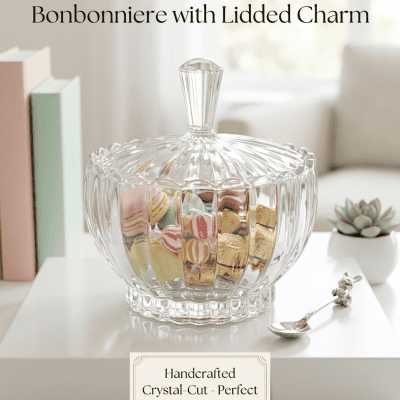 ​بونبونيرة زجاجية فاخرة "لوتس" للضيافة  ​LOTUS Elegant Glass Bonbonniere 