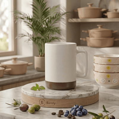 مج قهوة سيراميك ثنائي اللون (قاعدة بنية)& Two-Tone Ceramic Coffee Mug (Brown Base)