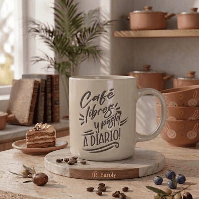 كوب "قهوة وكتب وكعك يومياً" &  "Coffee, Books, and Cake Daily" Mug
