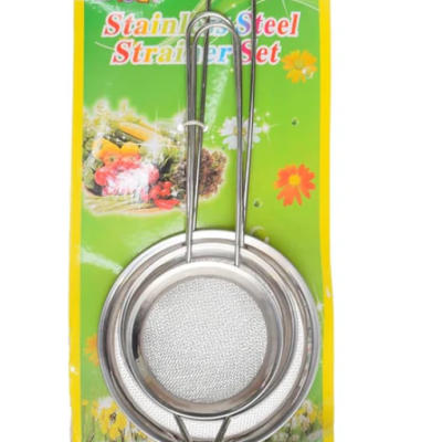 Stainless Steel Beverage Strainers Set Of 3 Different Sizes Silver