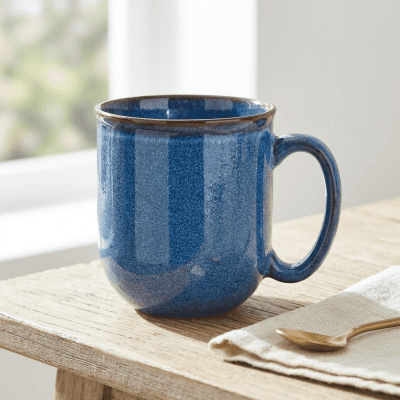 كوب سيراميك ذو ملمس ريفي باللون الأزرق العميق &  Deep Blue Rustic Ceramic Mug