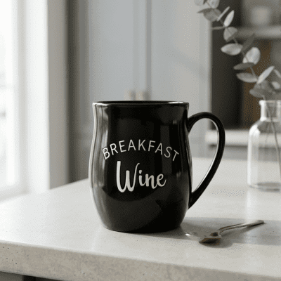 : كوب "نبيذ الإفطار"  & : "Breakfast Wine" Ceramic Mug