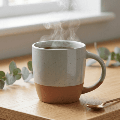 كوب سيراميك ثنائي اللون (رمادي فاتح وتيراكوتا)&  Two-Tone Ceramic Mug (Light Grey and Terracotta)