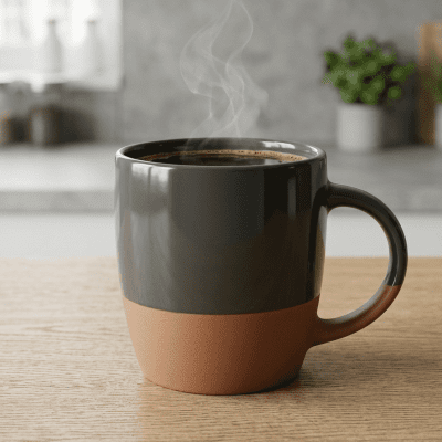 كوب سيراميك ثنائي اللون (رمادي داكن وتيراكوتا) & Two-Tone Ceramic Mug (Dark Grey and Terracotta)