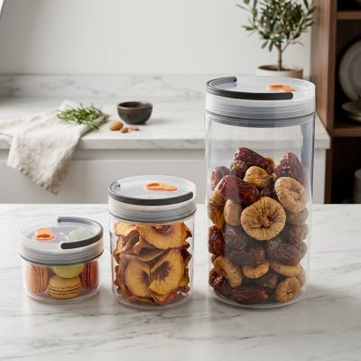 طقم حافظات طعام دائرية بتصميم عصري (3 أحجام) Modern Round Food Storage Container Set (3 Sizes)  high-quality 