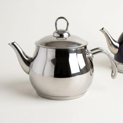 براد شاي ستانلس ستيل عالي الجودة مع غطاء - 1 لتر.  ​ High-Quality Stainless Steel Teapot with Lid. 