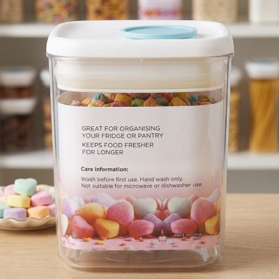 Keep your pantry and fridge organized and your ingredients fresh with this clear air-tight storage container.