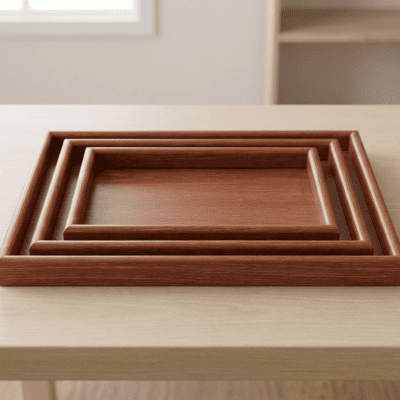 : طقم صواني تقديم خشبية مستطيلة & : Set of Rectangular Wooden Serving Trays