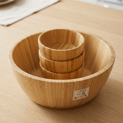 طقم أوعية (بولات) تقديم خشبية - 4 قطع & Wooden Serving Bowls Set - 4 Pieces