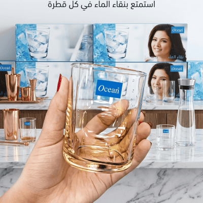 نقدم لكم "Ocean".. حيث تجتمع الشفافية الفائقة مع التصميم العصري لتمنحكم تجربة شرب لا تُنسى. كل قطعة تعكس التزامنا بالجودة والأناقة، لتضيف لمسة من الرقي إلى طاولة ضيافتك. 🌊✨ ​وعدنا إليك: &bull; نقاء لا مساومة عليه في كل رشفة. &bull; تصميم يجمع بي