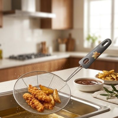 Stainless Steel Spider Strainer Skimmer Ladle with Long Handle