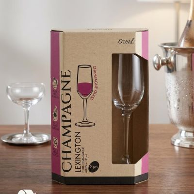 🥂 طقم كؤوس شامبانيا Lexington من Ocean 🥂✨ ​ارفعي مستوى احتفالاتك مع هذا الطقم الأنيق المكون من قطعتين من كؤوس الشامبانيا "فلوت" الكلاسيكية. تصميم عصري يعكس الذوق الرفيع، مثالي لتقديم المشروبات المنعشة في المناسبات الخاصة. ​✅ المميزات: ​طقم مكون 