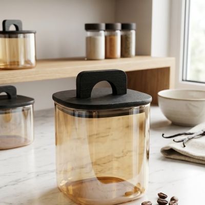 Amber Borosilicate Glass Storage Jar