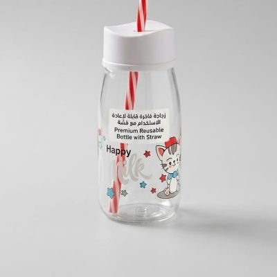 زجاجة أطفال بشفاطة - تصميم كرتوني / Kids' Water Bottle with Straw - Cartoon Design  ​