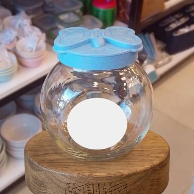زجاجة تخزين زجاجية بغطاء فراشة Glass Storage Jar with Butterfly Lid y