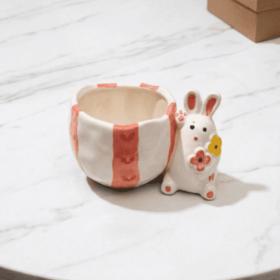 مج سيراميك مزين بمجسم أرنب   Ceramic MUG with Bunny Figurine
