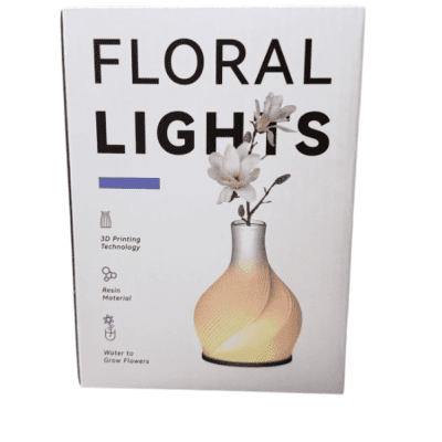Decorative Flower Vase Lamp with LED Floral Lights 3D Printed Resin
