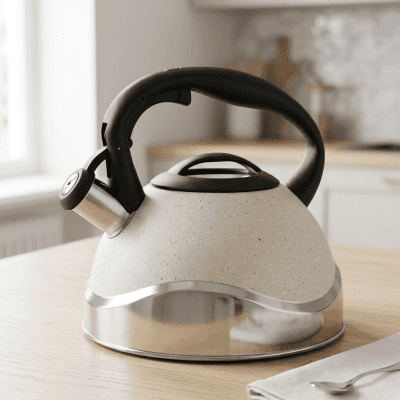 لاية شاي "هاوس رولاند" باللون البيج (تصميم مرقط). : Haus Roland Stovetop Whistling Kettle - Beige Speckled.