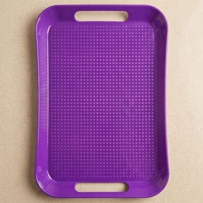 صينية تقديم مستطيلة بلاستيك بمقابض - بنفسجي Rectangular Plastic Serving Tray with Handles - Purple  