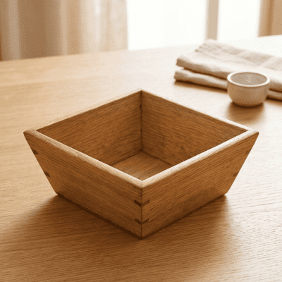 صندوق تخزين خشبي (أو طبق تقديم خشبي مربع حجم صغير ) مقاس 14.&  Wooden Storage Box / Decorative Wooden Bowl.