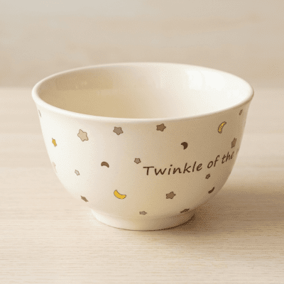 وعاء سيراميك للأطفال مزين بنقوش النجوم والأهلة  &  Ceramic Kids' Bowl with Star and Crescent Pattern