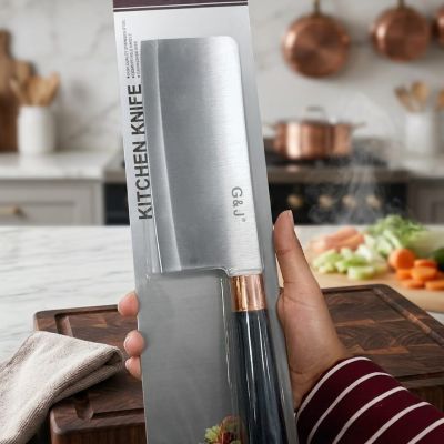 سكين المطبخ المثالية: دقة في التقطيع، أناقة في التصميم، وأداء يدوم طويلاً. أضف لمسة احترافية لتجربتك في الطبخ." ​"ارتقِ بمهاراتك في المطبخ مع سكين G&J. الجودة التي تستحقها في كل وجبة." ​ ​"Elevate your culinary game with the G&