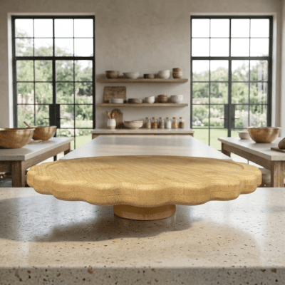 قاعدة تقديم كيك خشبية بتصميم ريفي. & : Rustic Wooden Pedestal Cake Stand.