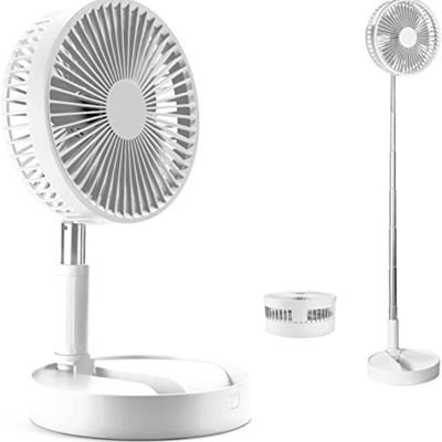  مروحة محمولة قابلة لاعادة الشحن، حامل ومروحة طاولة قابلة للطي تلسكوبية وارتفاع