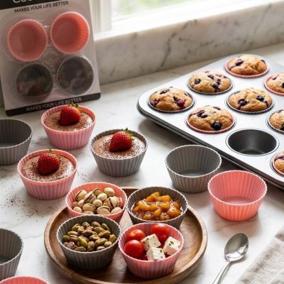 Premium Reusable Silicone Jumbo Cupcake & Muffin Liners