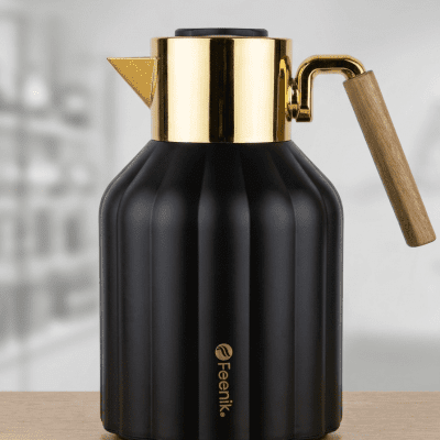 : دلة (ترمس) حافظة للحرارة بتصميم مضلع  سعة .& Feenik Ribbed Thermal Carafe / Vacuum Flask.