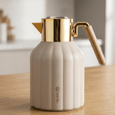: دلة (ترمس) حافظة للحرارة بتصميم مضلع  سعه 1 لتر  & Feenik Ribbed Thermal Carafe / Vacuum Flask.