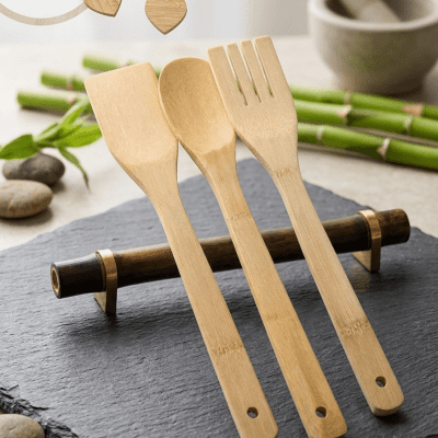 طقم أدوات مطبخ خشبي (3قطع)&3-Piece Wooden Kitchen Utensil Set