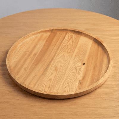 صينية تقديم دائرية من الخشب الطبيعي مقاس 3 .& Round Natural Wooden Serving Tray.