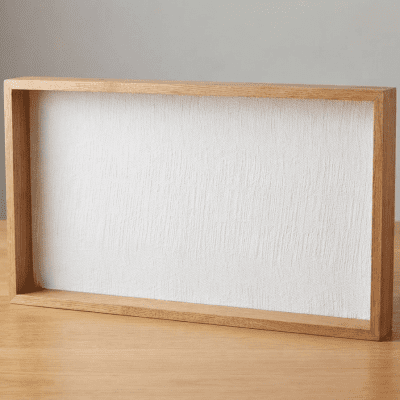 صينية تقديم خشبية مستطيلة بإطار وقاعدة قماشية (مقاس لارج).  &  Rectangular Wooden Serving Tray with Fabric Base (Large Size).
