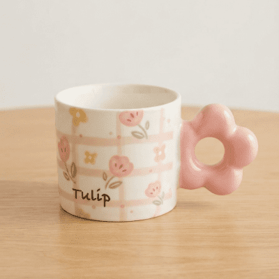 كوب سيراميك بتصميم زهرة التوليب (بالقطعة)& : Tulip Ceramic Mug (by the piece).