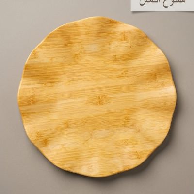 طبق تقديم ميلامين دائرى مموج بنقشة البامبو. Round Wavy Bamboo-Pattern Melamine Serving Plate