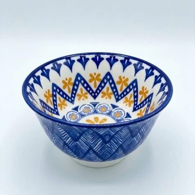  وعاء صوصات بورسلين بنقشة أندلسية.  الترجمة بالإنجليزية: Andalusian Pattern Porcelain Dipping Sauce Bowl