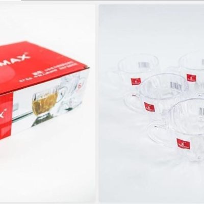 طقم مجات زجاجية شاي ونسكافيه بلينك ماكس (6 قطع) Blinkmax Glass Mug Set for Tea & Nescafe (6 Pieces).