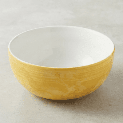 وعاء سيراميك أصفر بلمسة رخامية Yellow Ceramic Bowl with Marble Finish