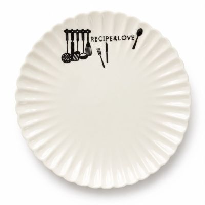 طبق تقديم سيراميك مضلع (صحن عشاء مزخرف).  & : Ceramic Fluted Dinner Plate / Decorative Dessert Plate.