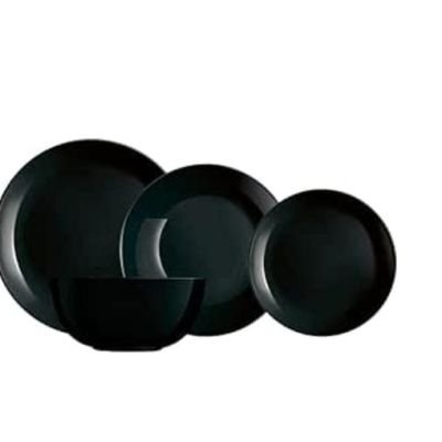 طقم عشاء أركوبال لومينارك زيلي نوار - أسود (19 قطعة)Luminarc Zelie Noir Arcopal Dinner Set - Black (19-Piece)