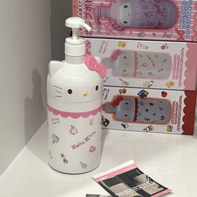 Anime Sanrio Hello Kitty Girls Cute Shampoo Body Wash Liquid Soap Dispenser Bottle Press Pump Refillable Empty Plastic Container