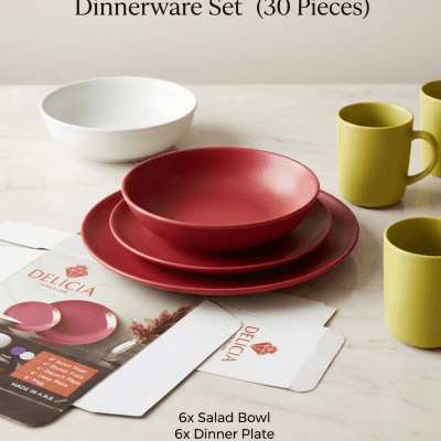 طقم عشاء بورسلين ديليسيا - 30 قطعة Delicia Porcelain Dinnerware Set - 30 Pieces
