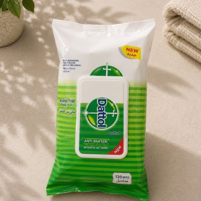 ديتول مناديل مبللة مضادة للبكتيريا (120 منديل).&  Dettol Antiseptic Wet Wipes (120 Wipes)