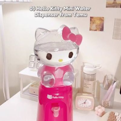 موزع مياه بتصميم هللو كيتي صغير للاطفال سعة 2 لتر، موزع مياه بتصميم كرتوني صغير للاطفال