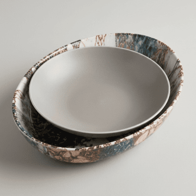 طقم عشاء بورسلين مودرن بتأثير الرخام - 18 قطعة. Modern Marble-Effect Porcelain Dinnerware Set - 18 Pieces.