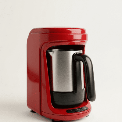 ماكينة تحضير القهوة التركية الكهربائية تروما - 535 وات - لون أحمر في أسود.: Tromma Electric Turkish Coffee Maker - 535W - Red & Black.